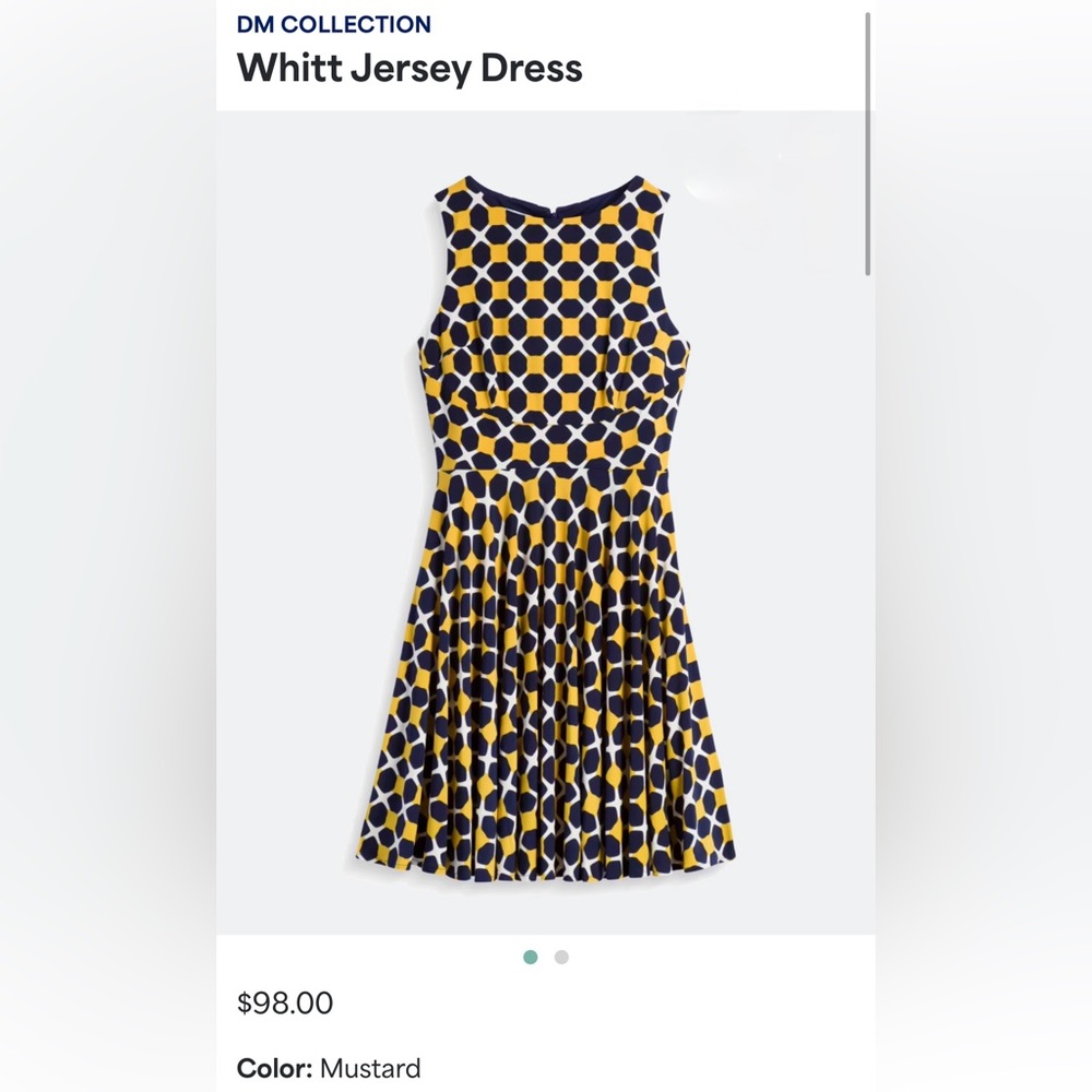 Donna Morgan Navy and Mustard Geometric Print Dress